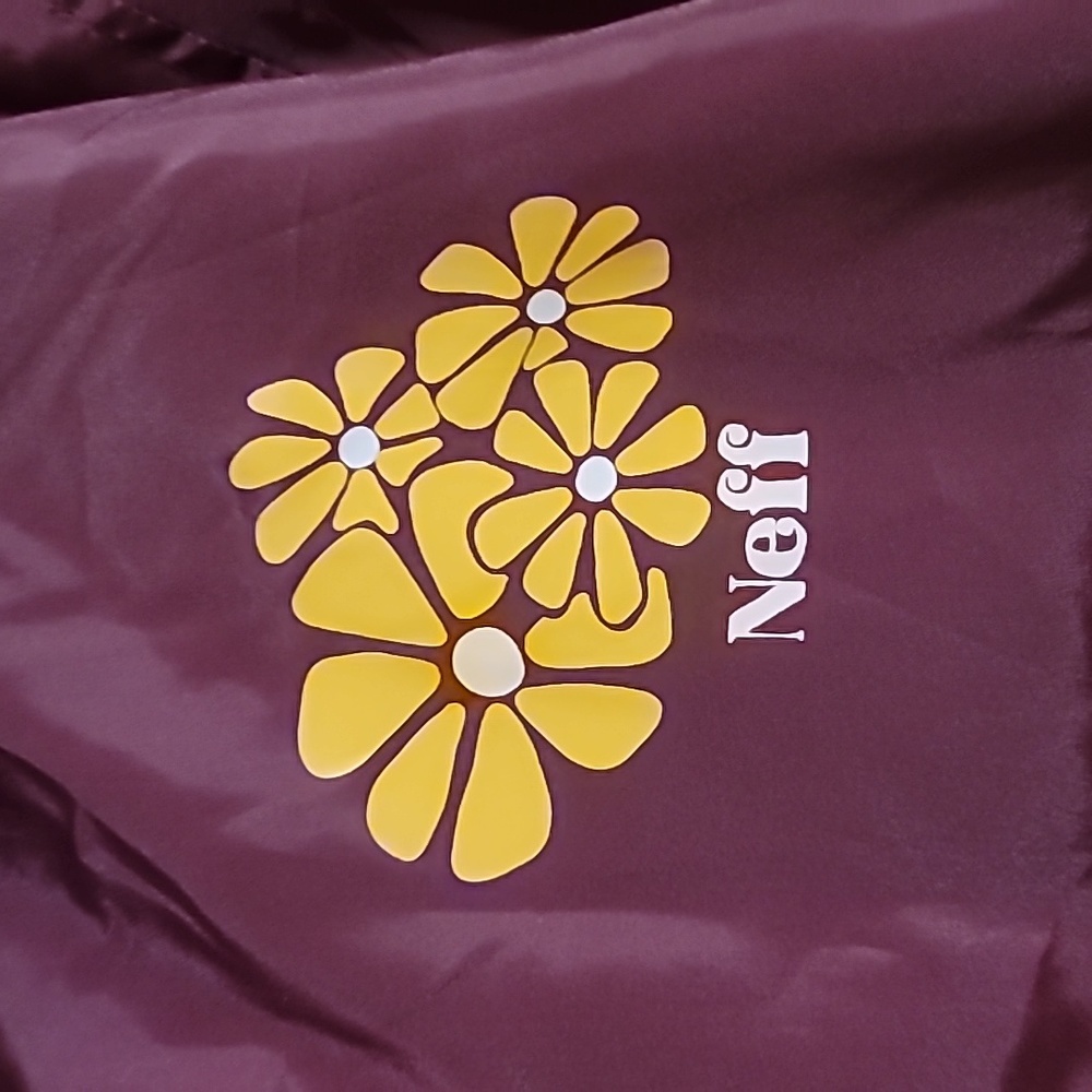 M Neff Burgundy with yellow flower design Coaches Jacket - LIKE NEW